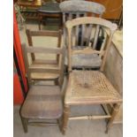 Two children's chairs together with a kitchen chair and a bedroom chair
