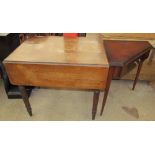 A Victorian oak Pembroke table with drop flaps on ring turned legs together with a mahogany corner