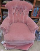 An Edwardian button back upholstered nursing chair