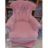 An Edwardian button back upholstered nursing chair