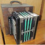 A concertina squeeze box of rectangular form,