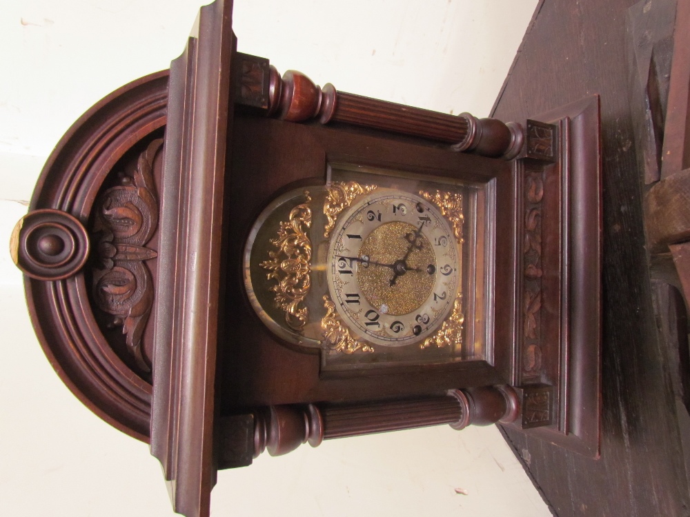 A Kienzle mantle clock, the domed case with a carved cornice and reeded columns, - Image 2 of 2