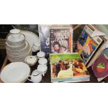 Czechoslovakian white and gilt part dinner set together with various comics,