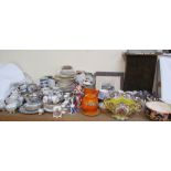 A Czech part tea set together with part tea and dinner sets, pottery figures, prints,