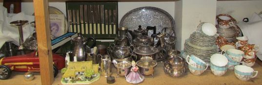 A Royal Albert part tea set together with other part tea sets, electroplated wares,