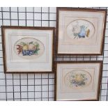 A set of three 19th century watercolours of floral specimens together with a collection of