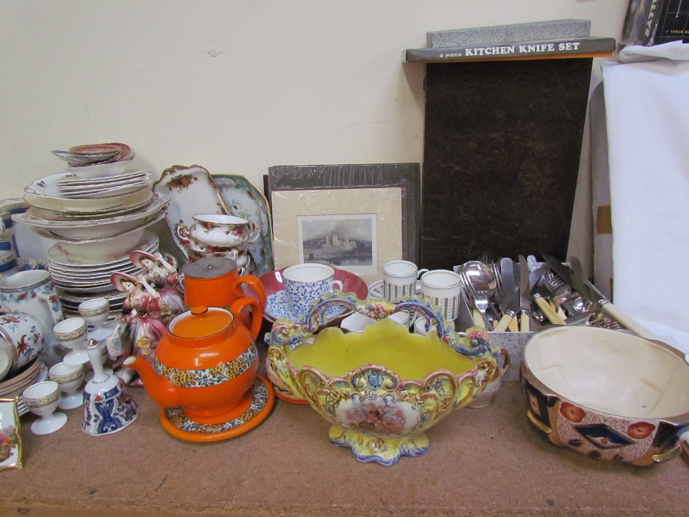 A Czech part tea set together with part tea and dinner sets, pottery figures, prints, - Image 3 of 3