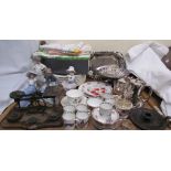 A collection of Nao figures, together with Spode jewel dinner plates, a bone china part coffee set,