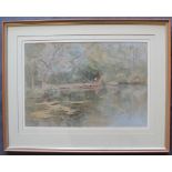 Arthur Miles (1905 - 1987) "Artist at Synt y Nyll Pond" Signed and dated 1981 Watercolour and