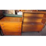A Stag teak chest of drawers together with a teak bookcase