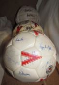 Three signed footballs, including Peter Shilton,