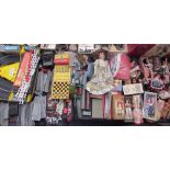 A part Scalextric set together with other toys, dolls, souvenir dolls etc