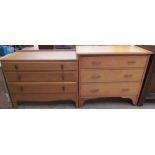 A mid 20th century oak chest of drawers together with another oak chest of drawers