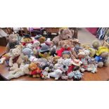 A large collection of modern teddy bears