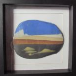 Molly Curley Horizon 2 A painted ceramic panel Label verso Together with a 20th century oil painting