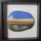 Molly Curley Horizon 2 A painted ceramic panel Label verso Together with a 20th century oil painting