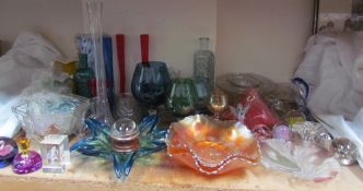 A Caithness Eternity glass paperweight together with other paperweights, carnival glass, glass