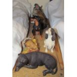 A Royal Doulton figure The Master HN2325 together with a Beswick 1032 trout, resin dogs etc