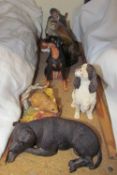 A Royal Doulton figure The Master HN2325 together with a Beswick 1032 trout, resin dogs etc