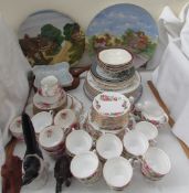 A Royal Albert American Beauty pattern part tea set together with a Royal Vale part tea set,