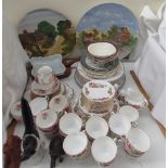 A Royal Albert American Beauty pattern part tea set together with a Royal Vale part tea set,