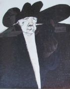 C Harper A man in a wide brimmed hat A sketch Signed Together with a collection of prints