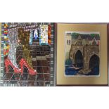John Parkholm Legs Mosaic Together with a Geoffrey Barker screen print of Llangollen