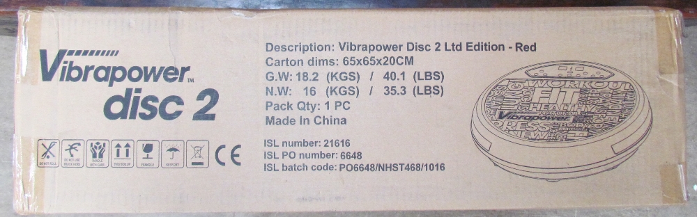 A Vibrapower Disc 2 Ltd Edition in red, oscillating fitness vibration plate, boxed, unopened