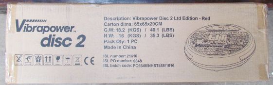 A Vibrapower Disc 2 Ltd Edition in red, oscillating fitness vibration plate, boxed, unopened