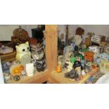 A collection of collectable owls in pottery, glass, wood and other mediums together with