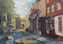 20th century British School A street in Windsor, depicting Nell Gwynn's House Oil on board