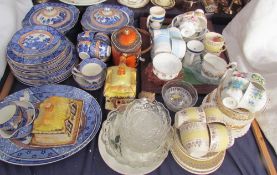 An Alfred Meakin Manchu pattern blue and white pottery part dinner set together with part tea