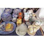 An Alfred Meakin Manchu pattern blue and white pottery part dinner set together with part tea