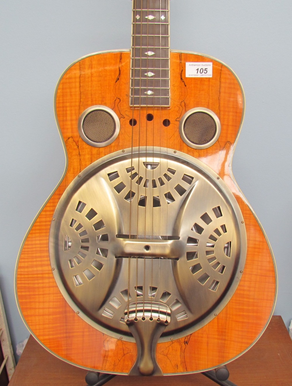 A Hudson Resonator acoustic guitar, cased, together with a Marshall amp, a guitar stand and a - Image 5 of 5