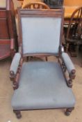 An Edwardian upholstered gentleman's library chair