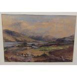 A.G. Dunbar A landscape scene Watercolour Signed Together with a map and a print