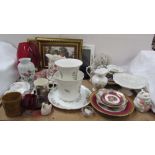 Limoges plates together with collectors plates, prints, Aynsley porcelain vases and jardinieres,