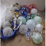 A collection of glass Christmas baubles