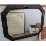 An oak framed wall mirror together with a Chinese watercolour on silk