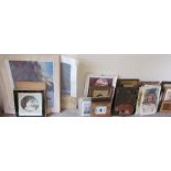 Assorted decorative prints together with assorted paintings, mirrors etc