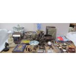 Various pocket watches together with wristwatches, tea towels, decorative figures, pens, Pope's