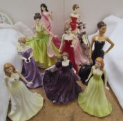 A collection of Royal Doulton figures including Gemma, Jasmine, Spring Ball etc and other figures.