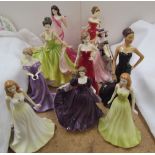 A collection of Royal Doulton figures including Gemma, Jasmine, Spring Ball etc and other figures.