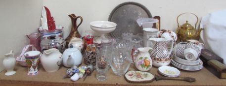 An Adams pottery part tea set together with other part tea sets, decorative vases, glasswares,