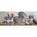 An Adams pottery part tea set together with other part tea sets, decorative vases, glasswares,