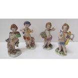 A set of four porcelain cherubs depicting the four seasons