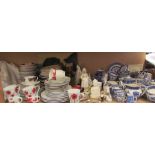 Assorted plates together with part tea sets, blue and white part tea service, jugs etc