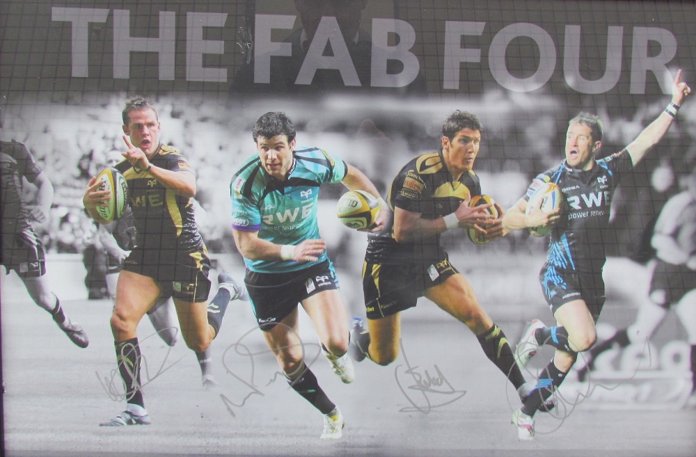 The Fab Four A photographic image of Lee Byrne, Shane Williams, Mike Phillips and James Hook