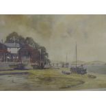 Gwyn Richards Harbour scene Watercolour Together with a collection of watercolours and oil