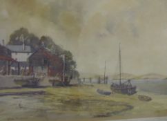 Gwyn Richards Harbour scene Watercolour Together with a collection of watercolours and oil